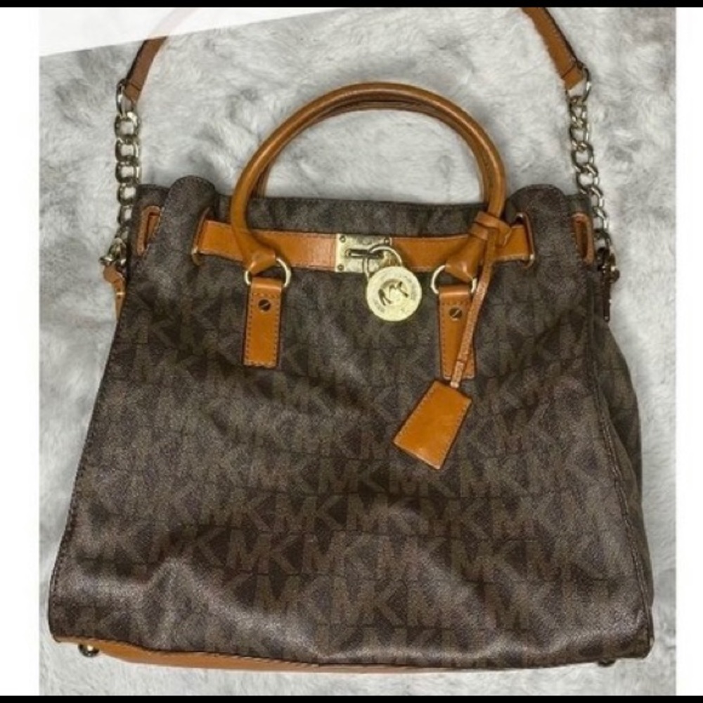 Michael Kors Hamilton Satchel Purse Large Brown